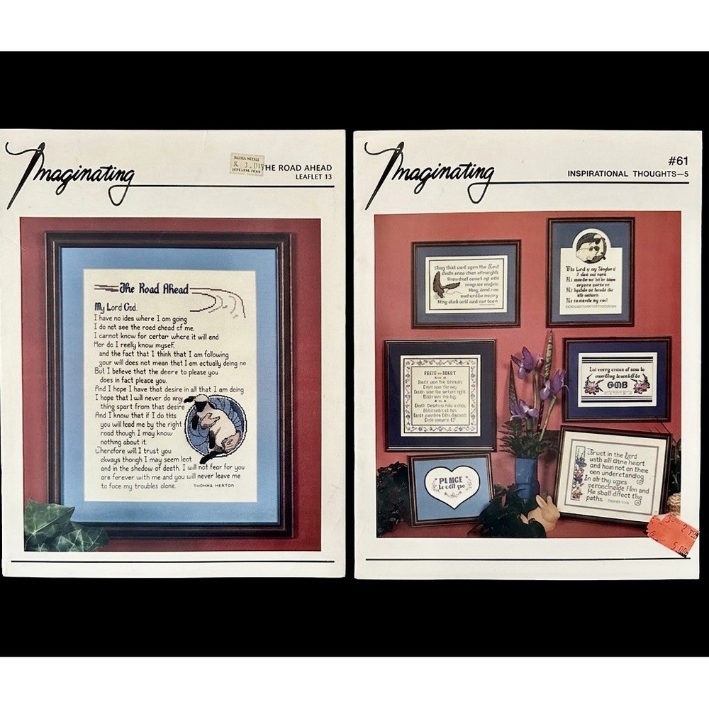 Vintage Imaginating Lot Of 2 Counted Cross Stitch Pattern/Design Leaflets